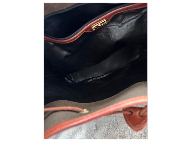 Mon Tresor Borsa a secchiello Fendi Mon Trésor in Tela e Pelle Marrone Grigio - vista 12