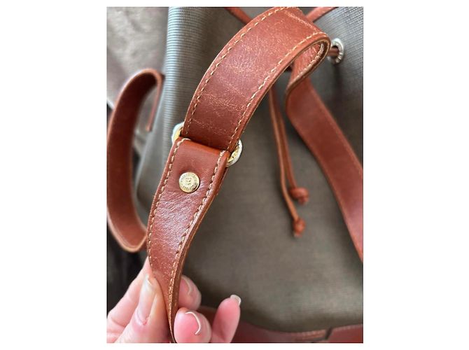Mon Tresor Borsa a secchiello Fendi Mon Trésor in Tela e Pelle Marrone Grigio - vista 4