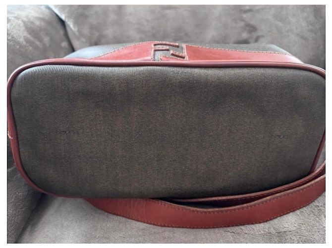 Mon Tresor Borsa a secchiello Fendi Mon Trésor in Tela e Pelle Marrone Grigio - vista 7