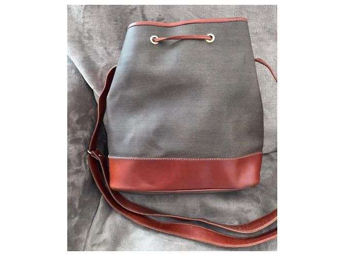 Mon Tresor Borsa a secchiello Fendi Mon Trésor in Tela e Pelle Marrone Grigio - vista 8