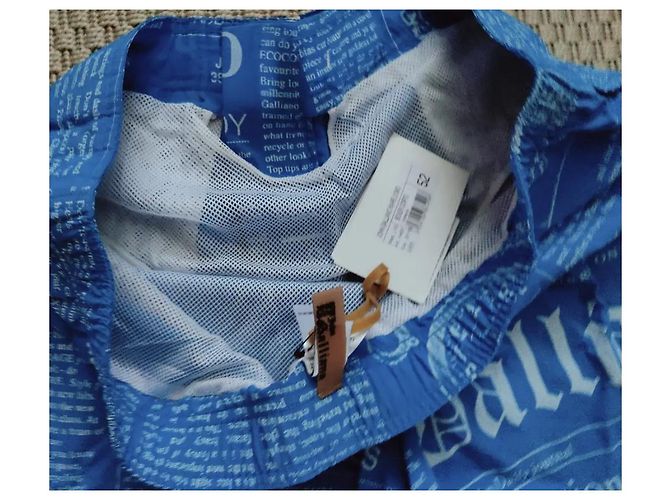 Neue John Galliano Newspaper Badeshorts Blau - Ansicht 3