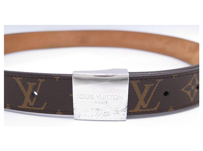 LOUIS VUITTON T85 MONOGRAM CANVAS-GÜRTEL MIT SILBERNER SCHNALLE Braun - Ansicht 8