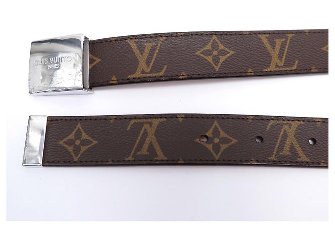 LOUIS VUITTON T85 MONOGRAM CANVAS-GÜRTEL MIT SILBERNER SCHNALLE Braun - Ansicht 9
