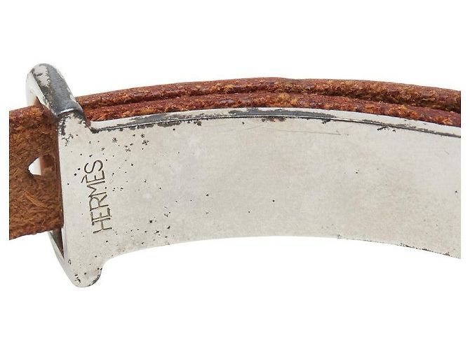 Hermès Bracciale in pelle e metallo Hermes Ap2 Marrone - vista 4