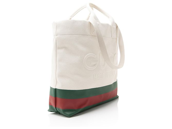 Gucci Canvas Web Logo Prägung Tote Grün - Ansicht 2