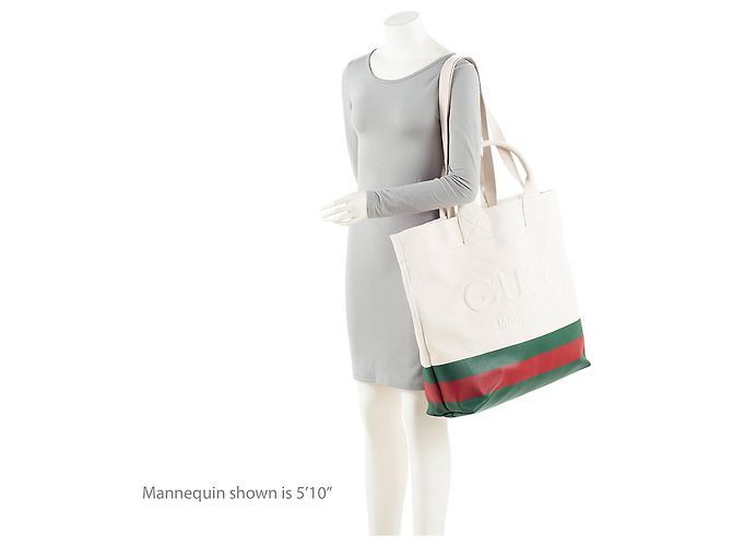 Gucci Canvas Web Logo Prägung Tote Grün - Ansicht 5