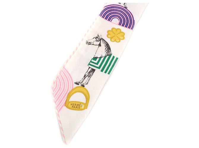 Bufanda de seda Twilly Pop Garde Robe de Hermès Blanco - vista 5