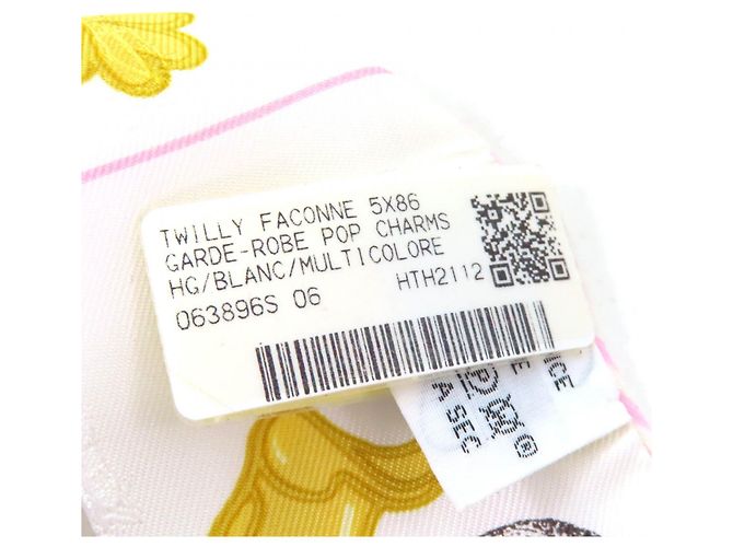 Bufanda de seda Twilly Pop Garde Robe de Hermès Blanco - vista 9
