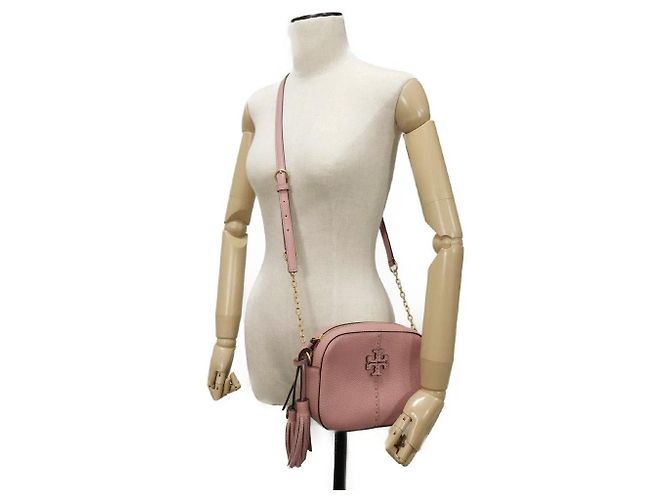 Borsa a Spalla McGraw Camera in Pelle Granulata Tory Burch Rosa - vista 7