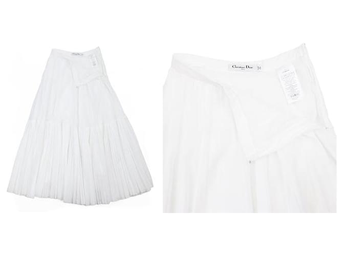 Falda plisada de algodón Christian Dior Blanco - vista 6