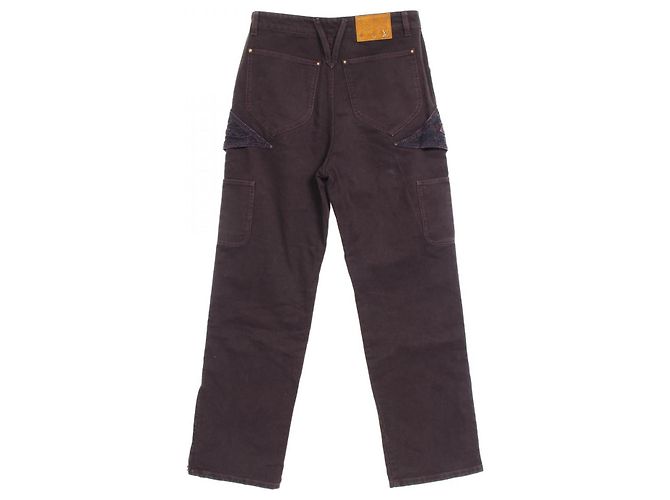 Pantalones de denim de algodón Monogram Louis Vuitton Castaño Burdeos - vista 2