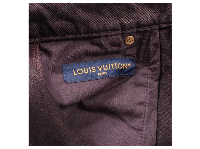 Pantalones de denim de algodón Monogram Louis Vuitton Castaño Burdeos - vista 3