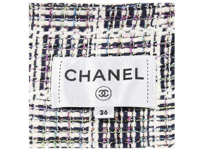 Timeless Chanel Kleid Weiß Mehrfarben Marineblau - Ansicht 3