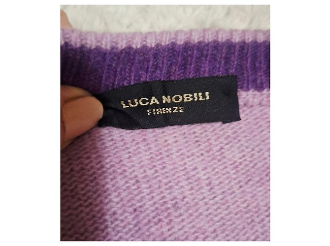Autre Marque Lila Rundhalspullover aus Wolle und Polyamid - Ansicht 2