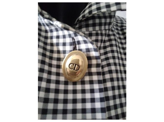Christian Dior Giacca in cotone a quadri bianco e nero - vista 7