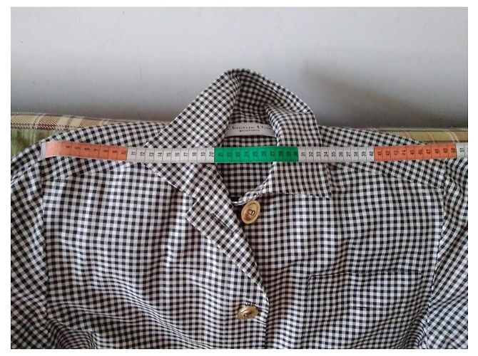 Christian Dior Giacca in cotone a quadri bianco e nero - vista 9