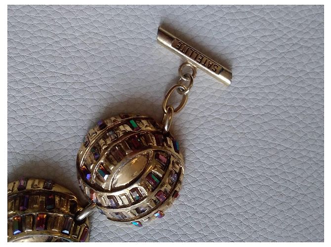 Bracelet Satellite en résine dorée et strass en verre multicolore - vue 3