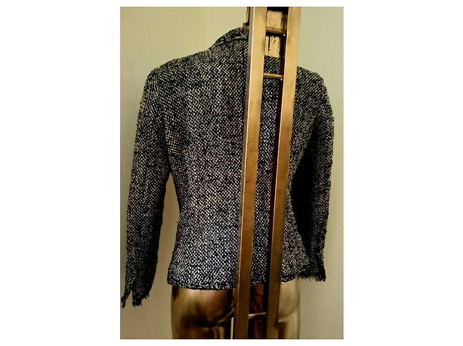 Luisa Spagnoli Tweed-Wolljacke Schwarz Weiß - Ansicht 12