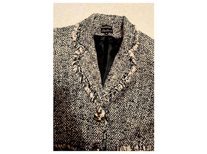Luisa Spagnoli Tweed-Wolljacke Schwarz Weiß - Ansicht 17