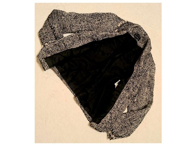 Luisa Spagnoli Tweed-Wolljacke Schwarz Weiß - Ansicht 18