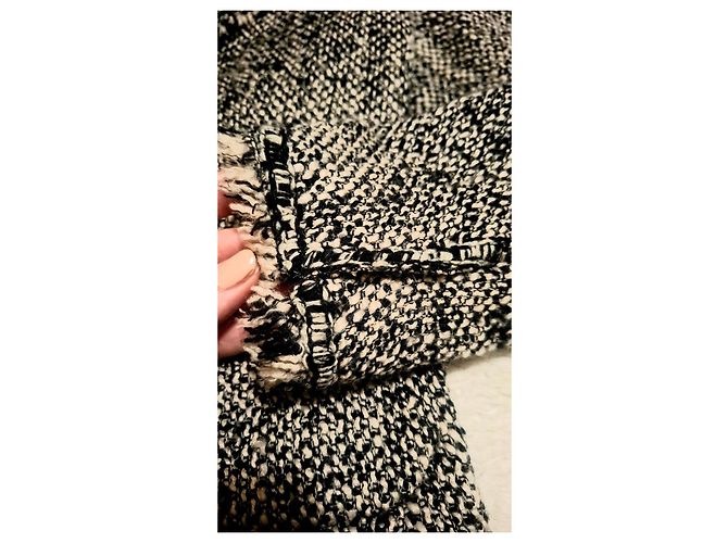 Luisa Spagnoli Tweed-Wolljacke Schwarz Weiß - Ansicht 19