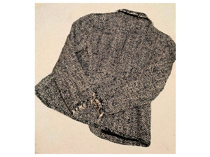 Luisa Spagnoli Tweed-Wolljacke Schwarz Weiß - Ansicht 7