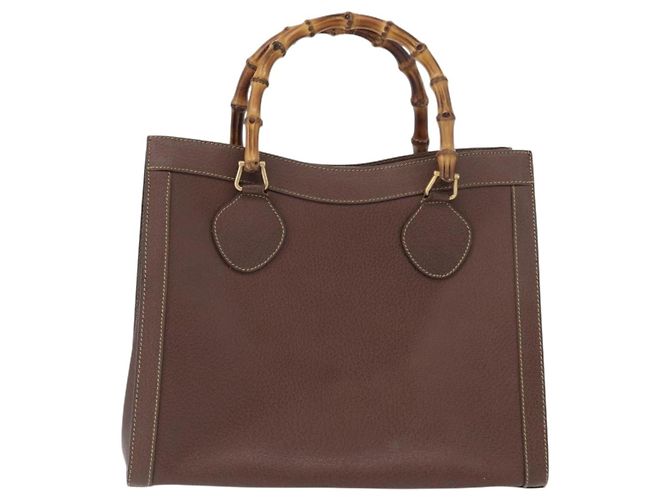 Borsa a mano in pelle beige oro GUCCI Bamboo 002 1186 0260 Auth ep13559 D'oro - vista 13