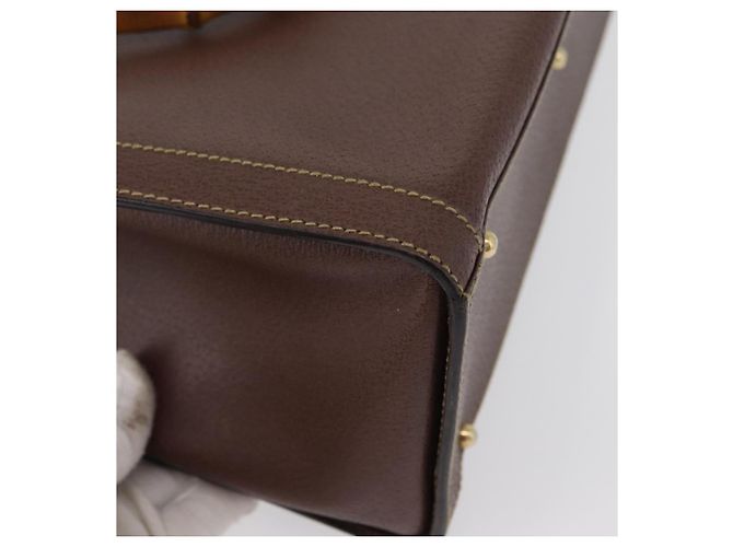 Borsa a mano in pelle beige oro GUCCI Bamboo 002 1186 0260 Auth ep13559 D'oro - vista 15