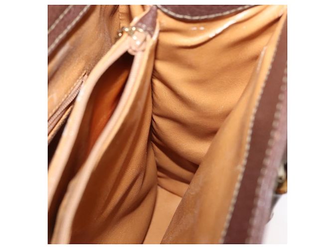 Borsa a mano in pelle beige oro GUCCI Bamboo 002 1186 0260 Auth ep13559 D'oro - vista 18