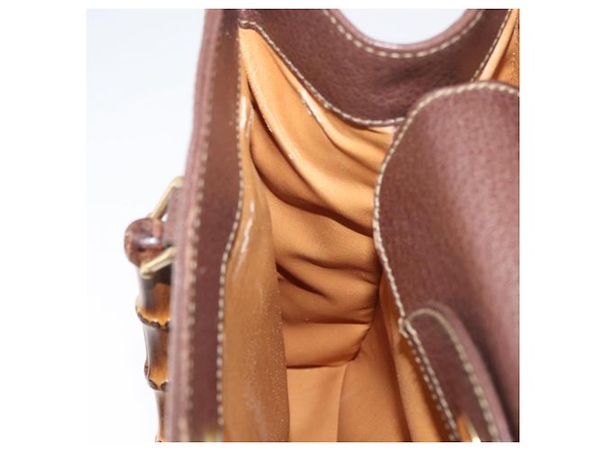 Borsa a mano in pelle beige oro GUCCI Bamboo 002 1186 0260 Auth ep13559 D'oro - vista 19