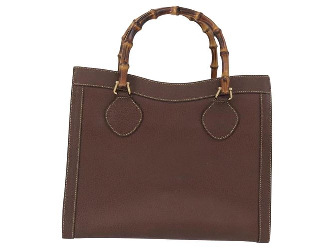 Borsa a mano in pelle beige oro GUCCI Bamboo 002 1186 0260 Auth ep13559 D'oro - vista 2