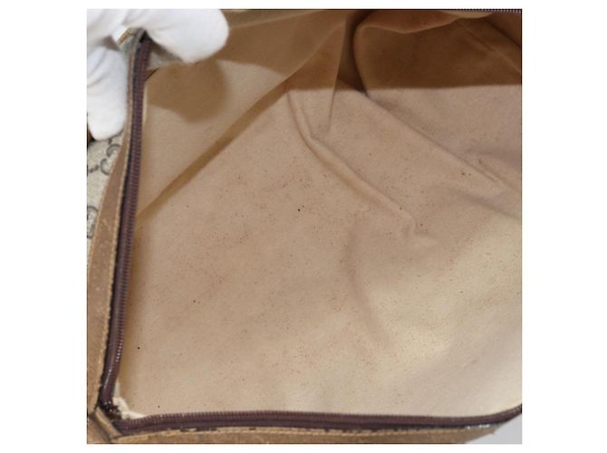 Borsa a Mano GUCCI GG Plus Supreme PVC Beige Oro Auth ep13270 D'oro - vista 11