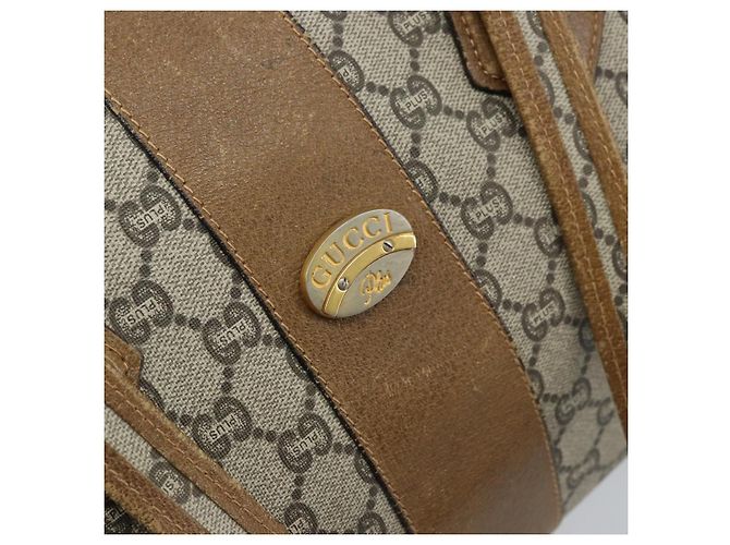 Borsa a Mano GUCCI GG Plus Supreme PVC Beige Oro Auth ep13270 D'oro - vista 17