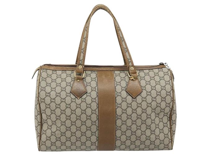Borsa a Mano GUCCI GG Plus Supreme PVC Beige Oro Auth ep13270 D'oro - vista 2