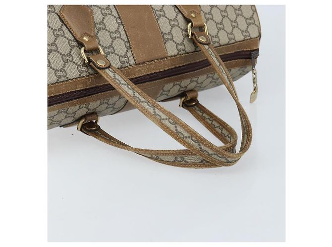 Borsa a Mano GUCCI GG Plus Supreme PVC Beige Oro Auth ep13270 D'oro - vista 7