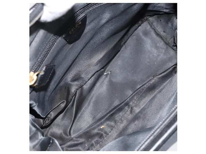 Céline Borsa a Spalla CELINE Circle in Nylon Pelle Nera Oro Auth 170915 Nero D'oro - vista 10