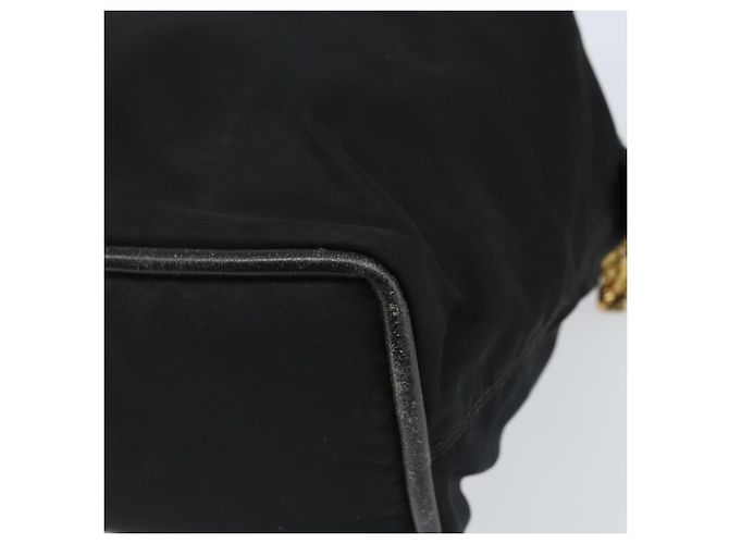 Céline Borsa a Spalla CELINE Circle in Nylon Pelle Nera Oro Auth 170915 Nero D'oro - vista 15