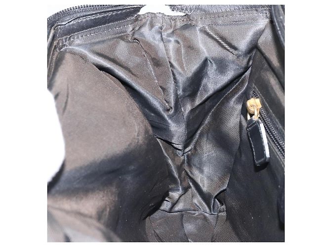 Céline Borsa a Spalla CELINE Circle in Nylon Pelle Nera Oro Auth 170915 Nero D'oro - vista 20