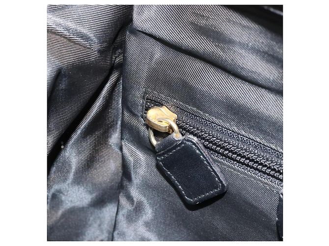 Céline Borsa a Spalla CELINE Circle in Nylon Pelle Nera Oro Auth 170915 Nero D'oro - vista 21