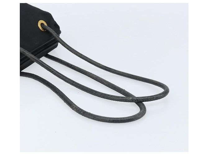 Céline Borsa a Spalla CELINE Circle in Nylon Pelle Nera Oro Auth 170915 Nero D'oro - vista 7