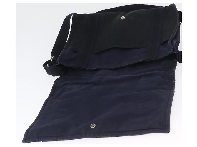 Hermès HERMES Fourre Tout Bassas MM Schultertasche Canvas Marine Silber Auth ti3713 Marineblau - Ansicht 10