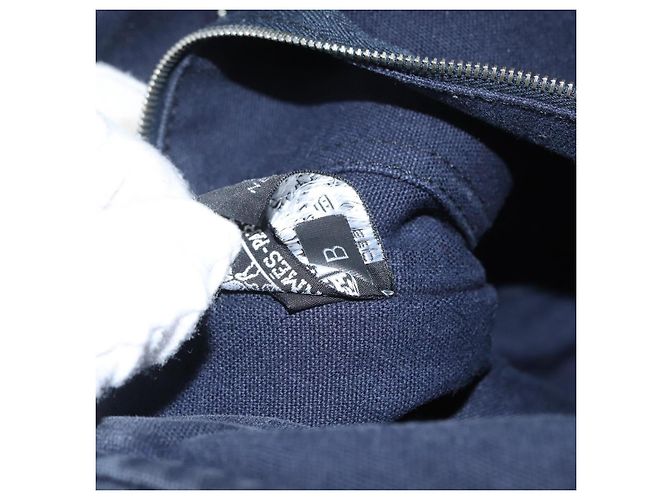 Hermès HERMES Fourre Tout Bassas MM Schultertasche Canvas Marine Silber Auth ti3713 Marineblau - Ansicht 12