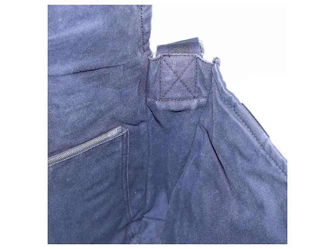 Hermès HERMES Fourre Tout Bassas MM Schultertasche Canvas Marine Silber Auth ti3713 Marineblau - Ansicht 19
