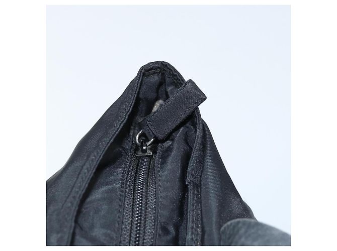 PRADA Borsa a mano in nylon nero argento Auth bs33442 - vista 10