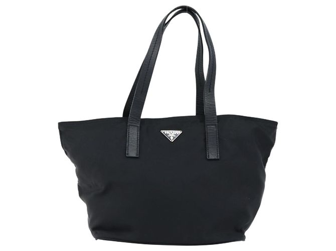 PRADA Borsa a mano in nylon nero argento Auth bs33442 - vista 13