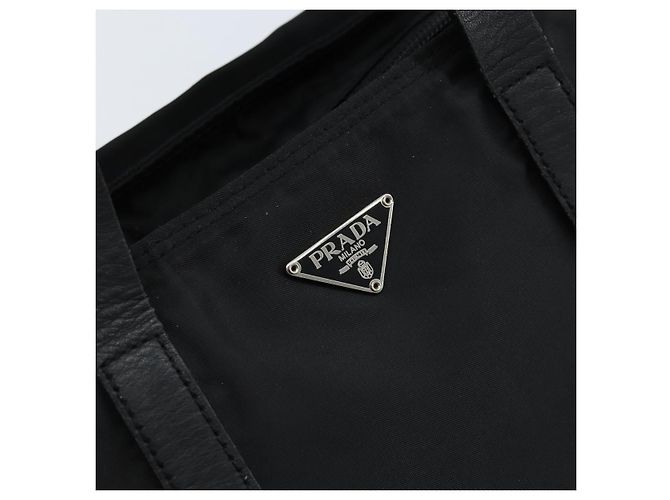 PRADA Borsa a mano in nylon nero argento Auth bs33442 - vista 17