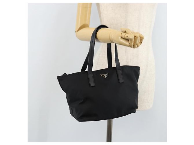 PRADA Borsa a mano in nylon nero argento Auth bs33442 - vista 23