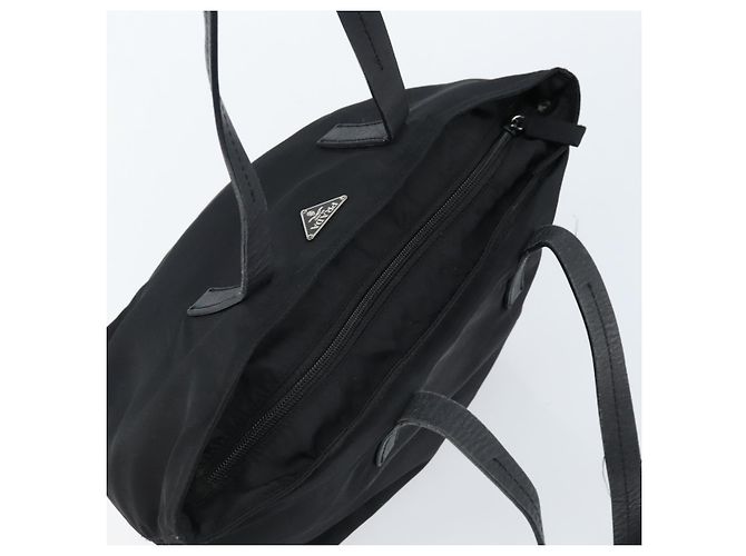 PRADA Borsa a mano in nylon nero argento Auth bs33442 - vista 6