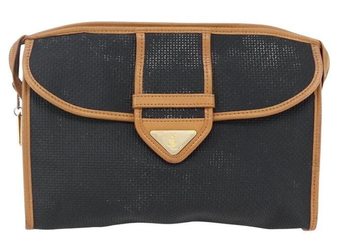 SAINT LAURENT Clutch Bag Leather Black Gold Auth am10700 Golden - view 13