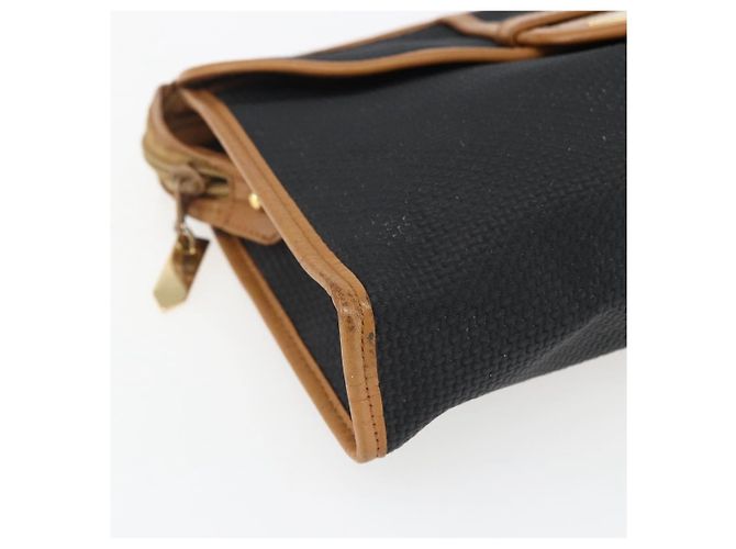 SAINT LAURENT Clutch Bag Leather Black Gold Auth am10700 Golden - view 14